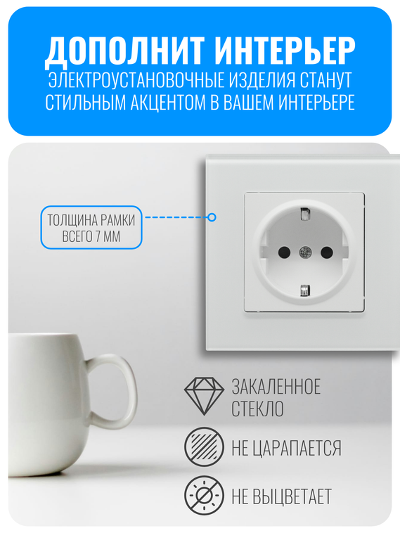 Рамка электроустановочная стеклянная Smart Aura серия Fusion