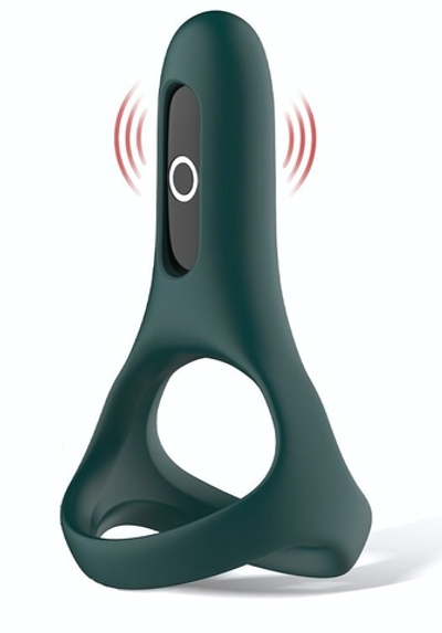 Изумрудное виброкольцо Magic Motion Rise с подхватом мошонки (Цвет: изумрудный)