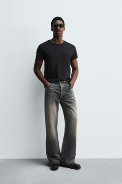 ZARA ДЖИНСЫ ШИРОКОГО КРОЯ, МЯГКИЙ СЕРЫЙ