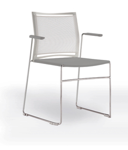 Web стул на полозьях с подлокотниками и спинкой-сеткой