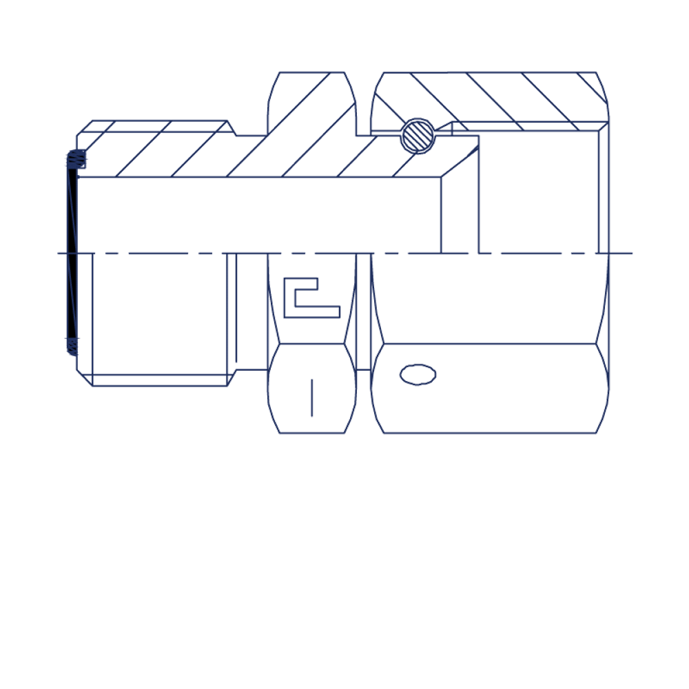 Адаптер AS D06 ORFS 9/16 - JIC 7/16 (обжатая гайка)