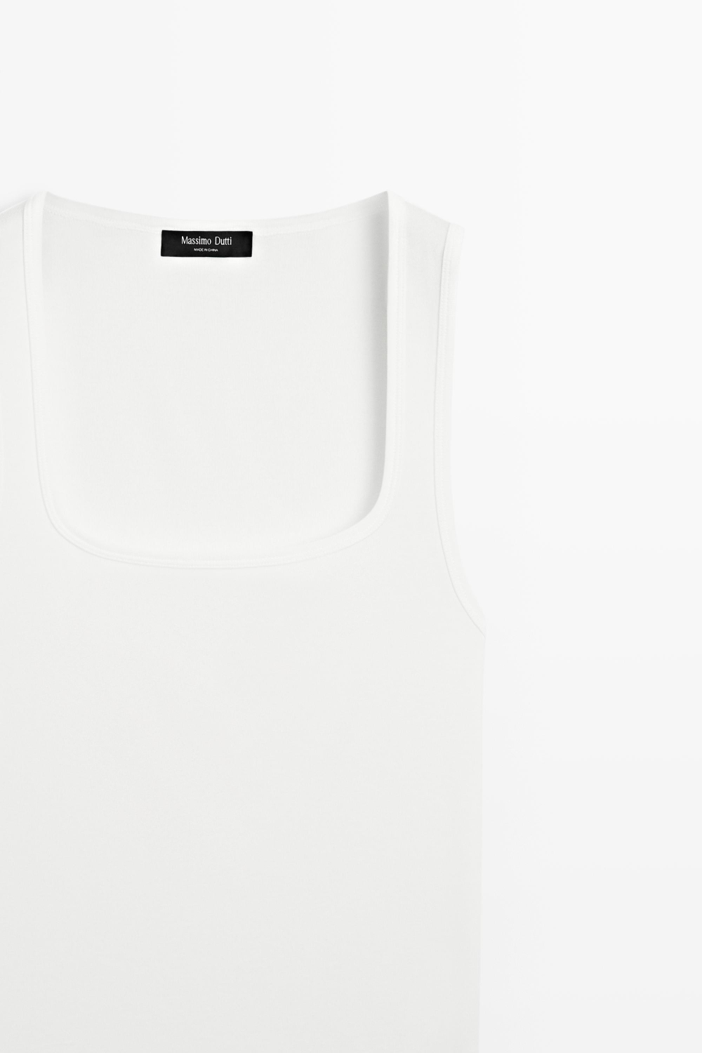 Massimo Dutti Топ из хлопка с квадратным вырезом, белый