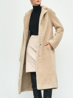 Шуба чебурашка тедди, бежевая, Северина