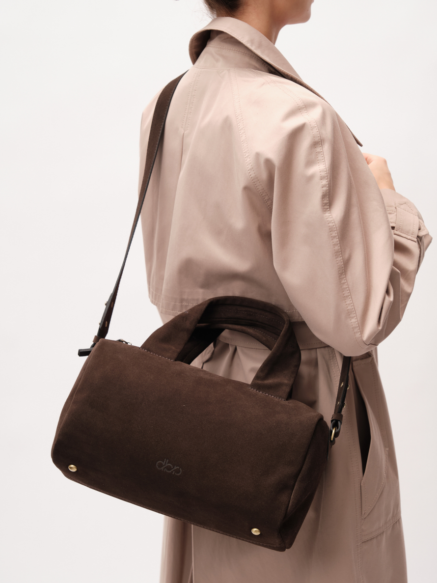 Замшевая сумка DBR 31378 черный каштан