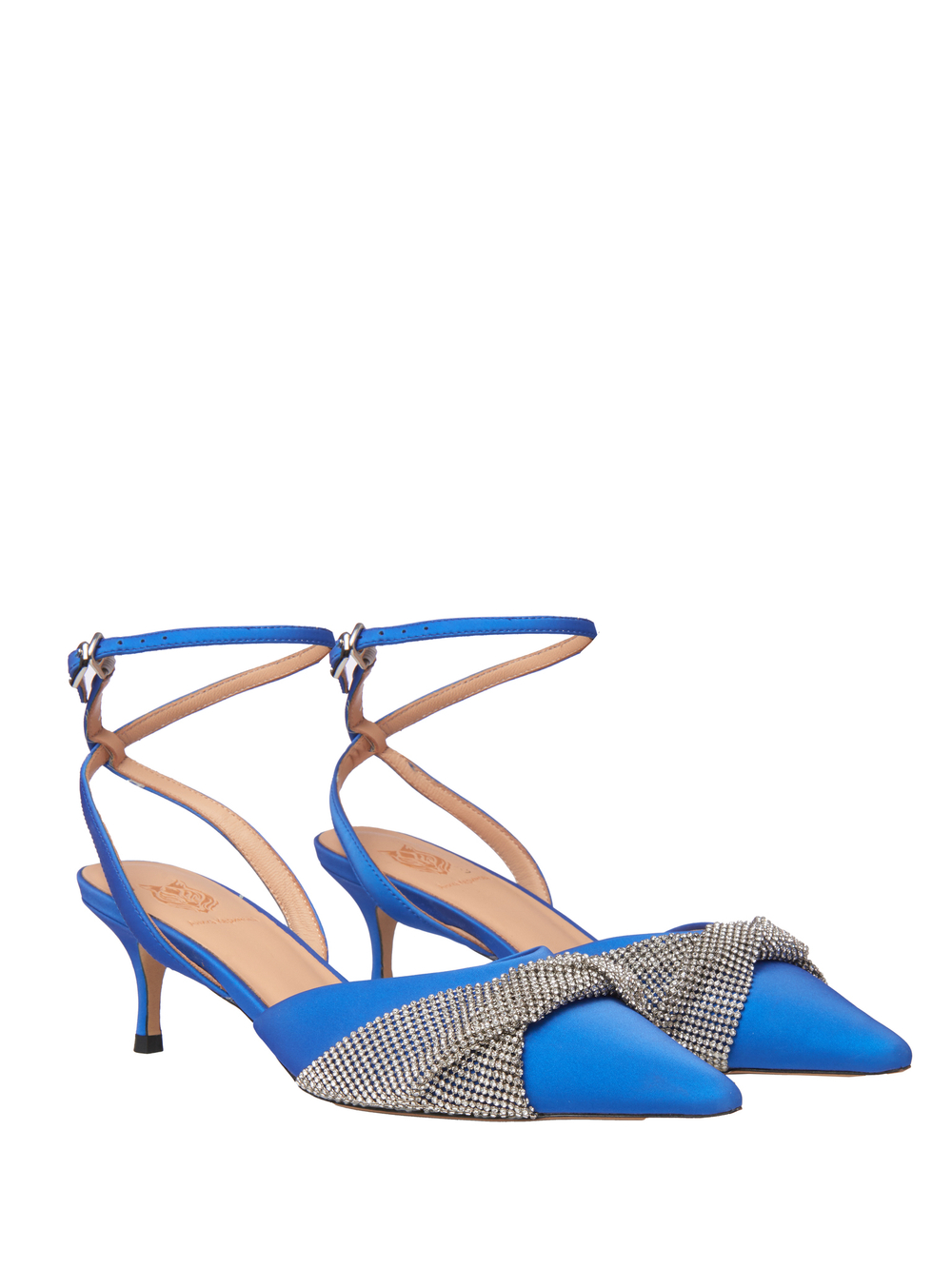 Женские босоножки синие со стразами