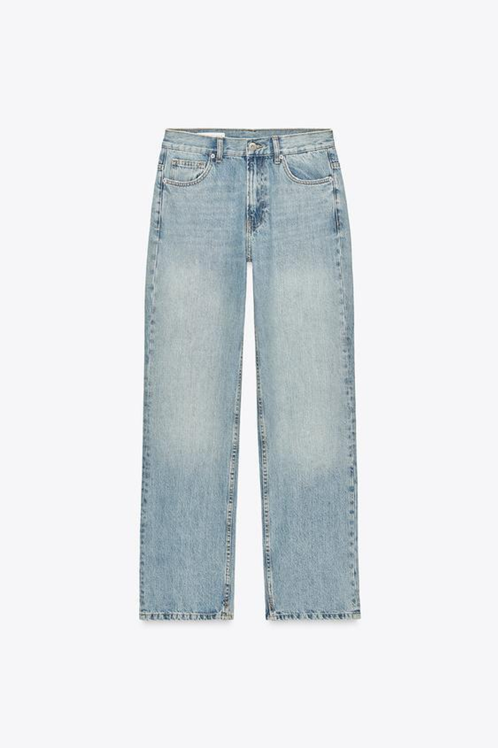 ZARA ПРЯМЫЕ ДЖИНСЫ TRF С НИЗКОЙ ПОСАДКОЙ, ГОЛУБОЙ
