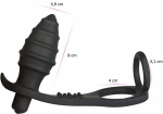 Черный анальный вибромассажер с эрекционными кольцами (Цвет: черный)