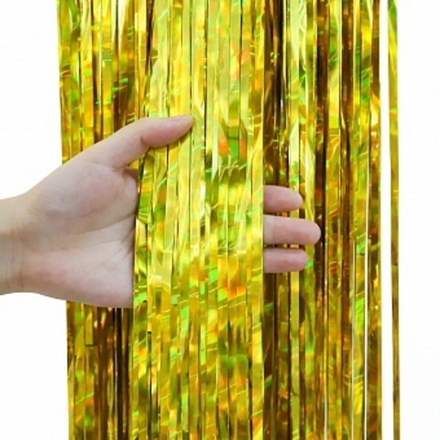 Занавес Дождик Электрик Золото Голография 100*200 см