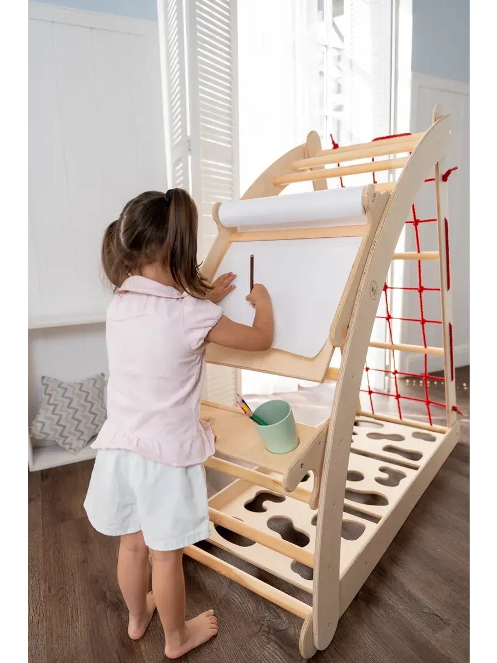 Детский спортивный комплекс 4в1, Пиклера, Скалодром, красный