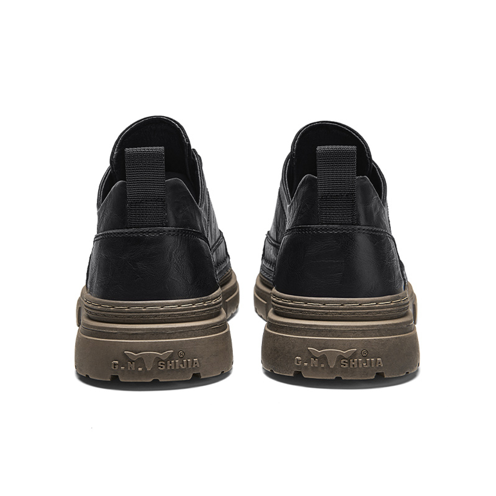 G.N.SHIJIA Casual Leather Shoes Men"s Low top Black/Brown