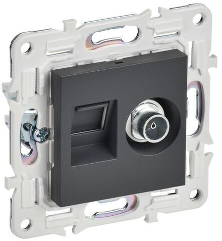 Розетка двойная TV+RJ45 кат.6E SKANDY SK-A15T титан IEK SK-AK20-2-K48