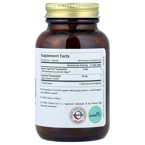 Pure Synergy, SuperPure, астаксантин, органический экстракт, 60 капсул