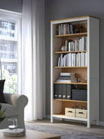 IKEA Шкаф-витрина HEMNES стекло/стекло, 198х90х37, белый/св-коричневый, из массива дерева, КЫМОР (ХЕМНЭС ИКЕА), массив сосны