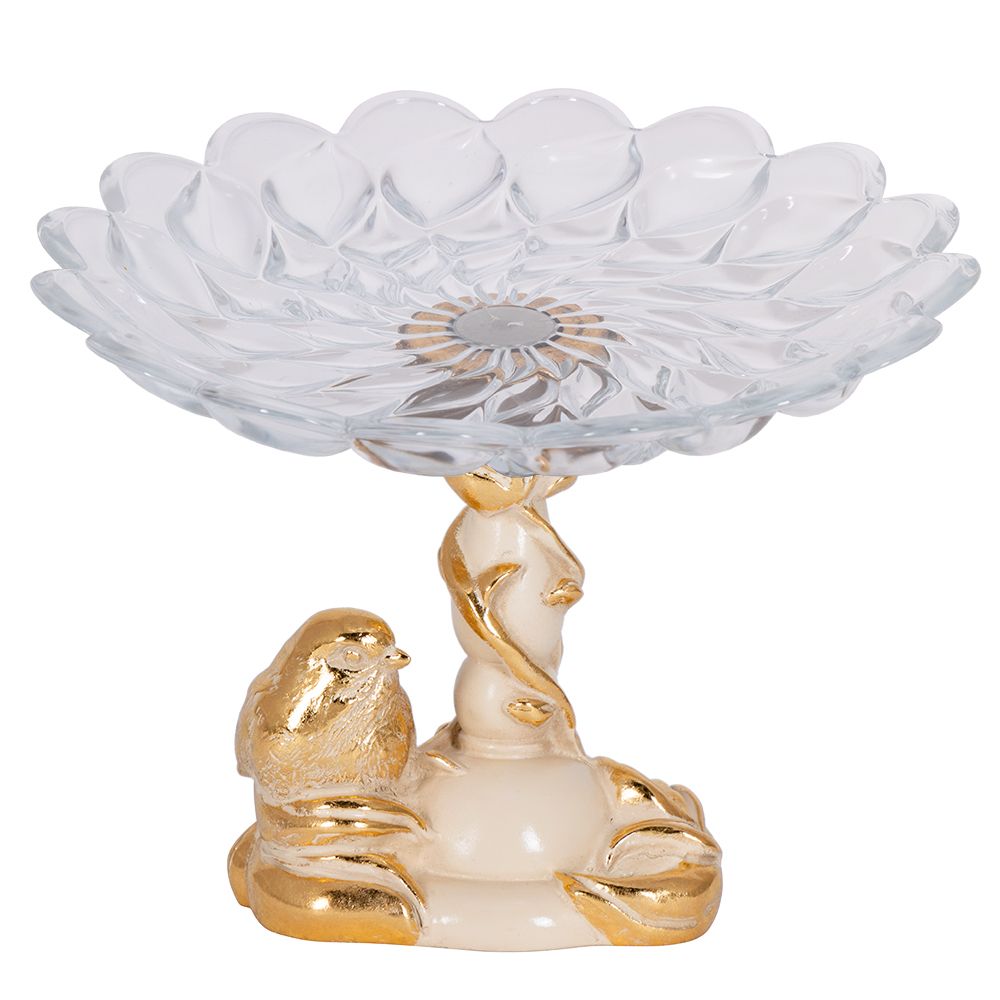 Фруктовница Зарничка Свитти Айвори со стеклянной чашей Лепестки