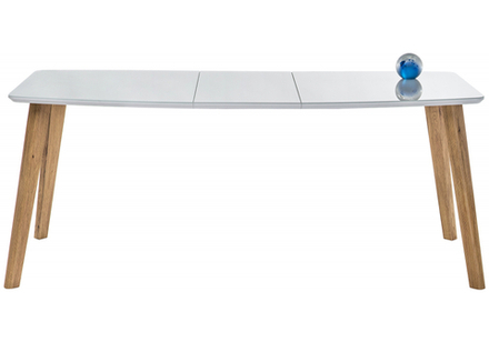 Стол стеклянный Woodville Серсея белый, дуб монтана