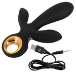 Черный вибратор с функцией расширения Inflatable Triple Vibrator - 18,9 см. (Цвет: черный)