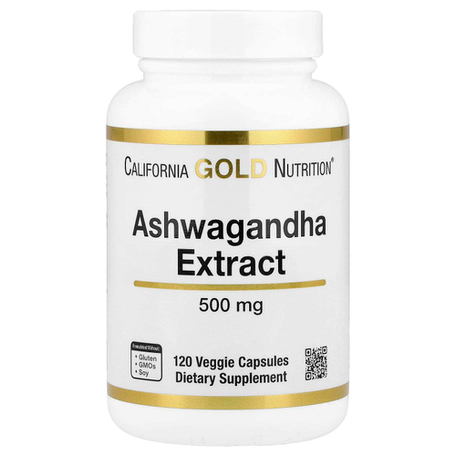 California Gold Nutrition, Ашваганда, 500 мг, 120 растительных капсул