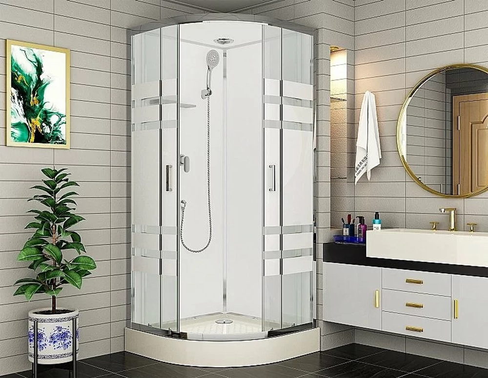 Душевая кабина Esbano ECONOM ESE-100CR стекло прозрачное с декором