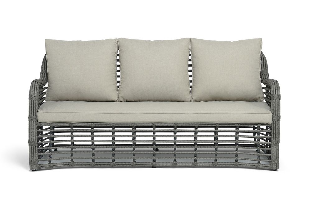"Ницца" диван из искусственного ротанга трехместный, цвет серый