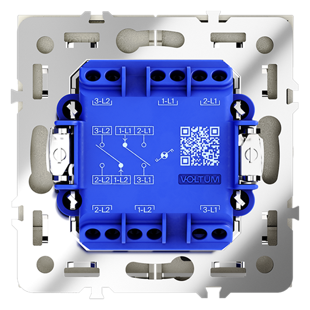 Проходной переключатель встраиваемый VOLTUM S70 двухклавишный с подсветкой 10А, (сталь)