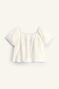 ZARA ЛЬНЯНАЯ РУБАШКА С ВЫШИВКОЙ - LIMITED EDITION, БЕЛЫЙ