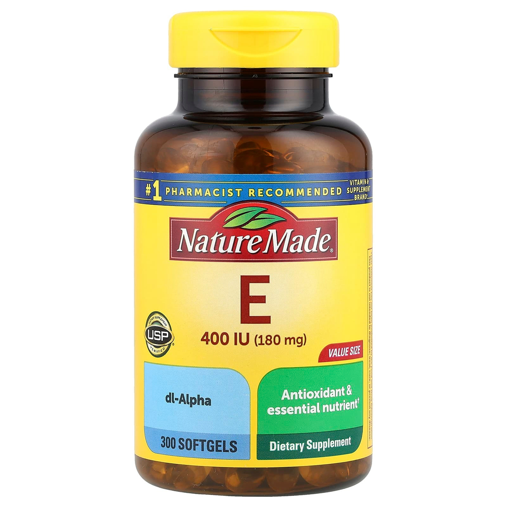 Nature Made, Витамин E, 180 мг (400 МЕ), 300 мягких таблеток
