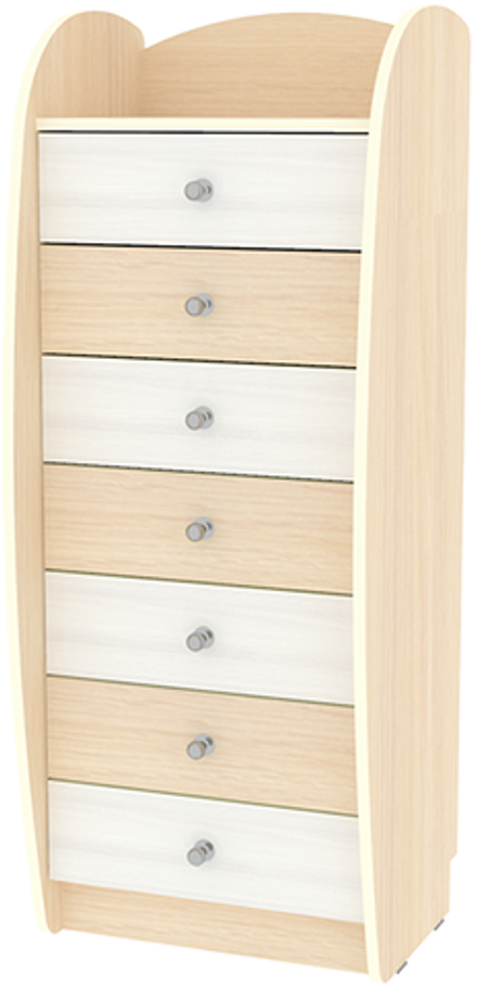 Комод КарИВи Высокий Малыш  Дуб Молочный Белое Дерево