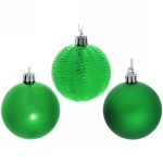 Новогодние шары 6 см (набор 6 шт) «Микс фактур», зеленый