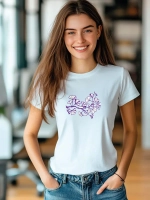 Футболка больших размеров с принтом цветы