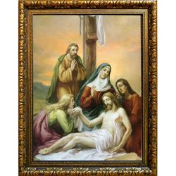 Снятие Со Креста. Икона Иисуса Христа на холсте.