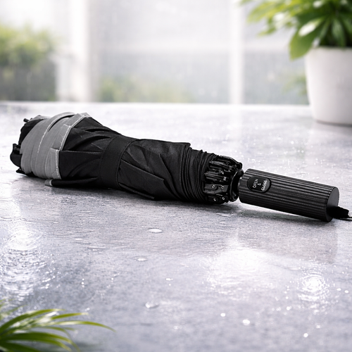 Автоматический противоштормовой складной зонт Flash reverse (с обратным сложением), черный