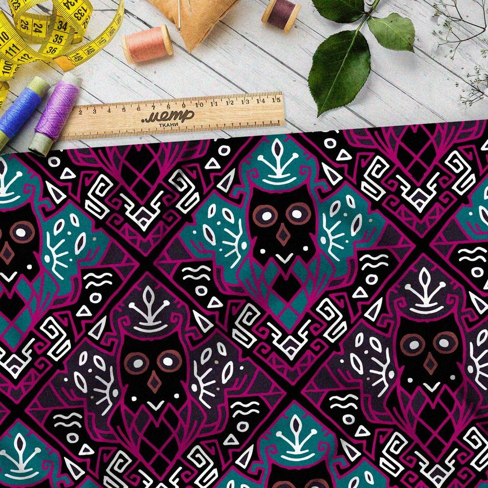 Ткань оксфорд 600 ядовитые узоры с сахарными черепами