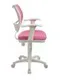 Кресло Бюрократ, с подлокотникам, розовый, спинка сетка, белый пластик, CH-W797/PK/TW-13A