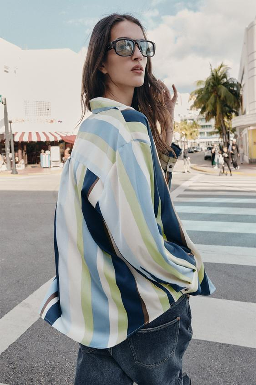 Рубашка из сатина в полоску - ZARA