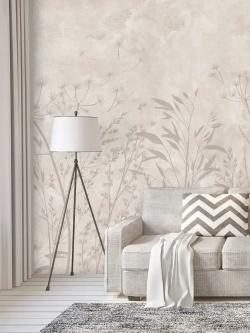 Флизелиновые фотообои 3D на стену 400х270 Сухоцветы бетон