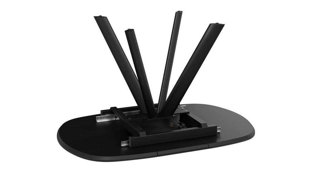 Стол кухонный обеденный раздвижной Черный муар/Керамика матовая серый мрамор 100(135)х90х76 см