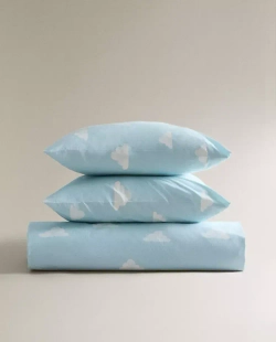 ZARA HOME ДЕТСКАЯ НАВОЛОЧКА С ПРИНТОМ, СИНИЙ