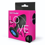 Черная силиконовая анальная втулка с голубым кристаллом - 8 см. (Цвет: голубой)