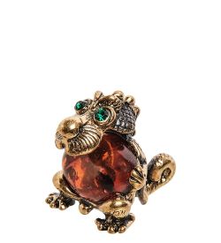 Народные промыслы AM-2791 Фигурка «Дракон с кабашоном» (латунь, янтарь)