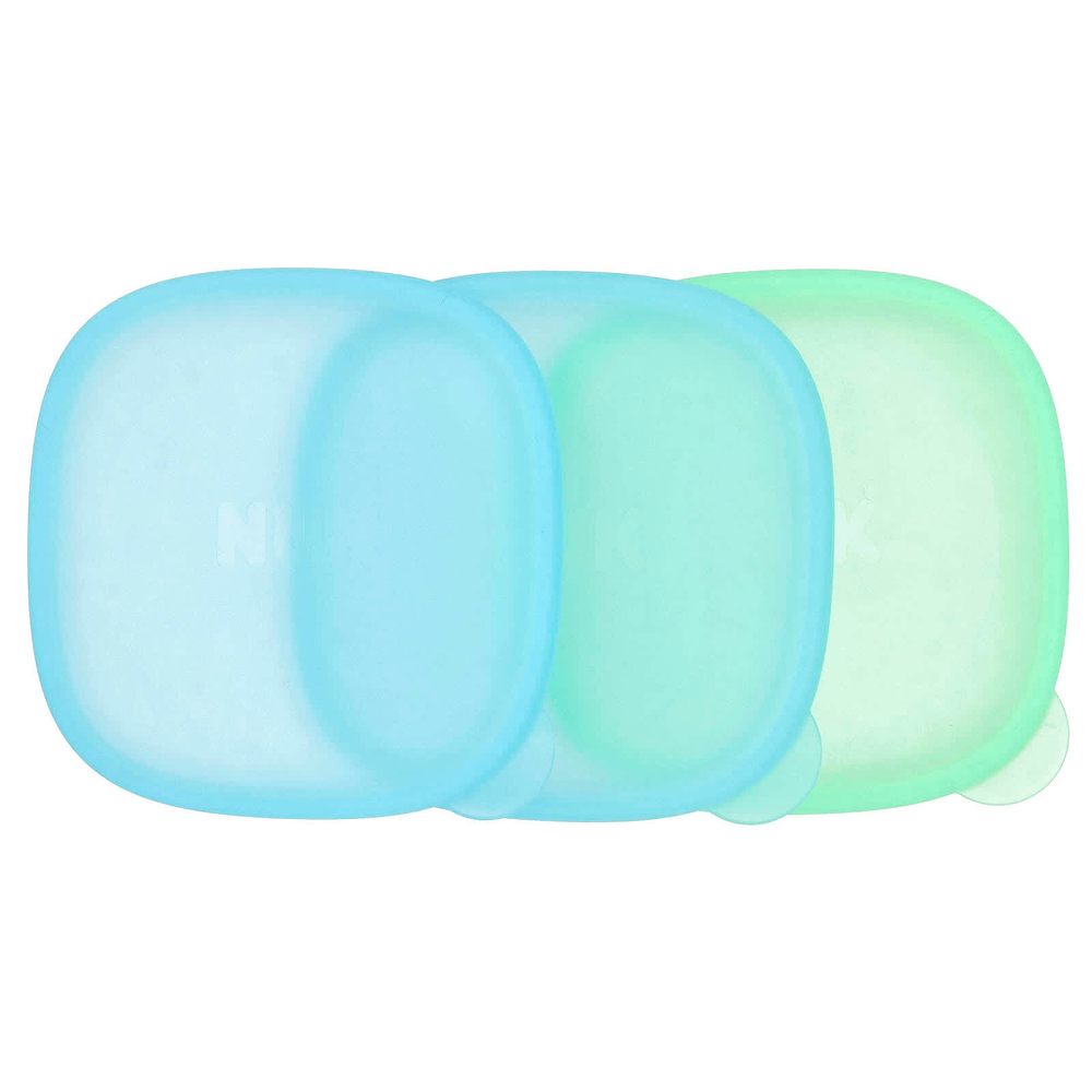 NUK, Миски для возрастных групп, для детей от 4 месяцев, синие и зеленые, 3 миски + 3 крышки