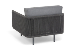 "Джелло" кресло плетеное из роупа, каркас алюминий темно-серый (RAL7024) муар, роуп темно-серый круглый, ткань темно-серая 027