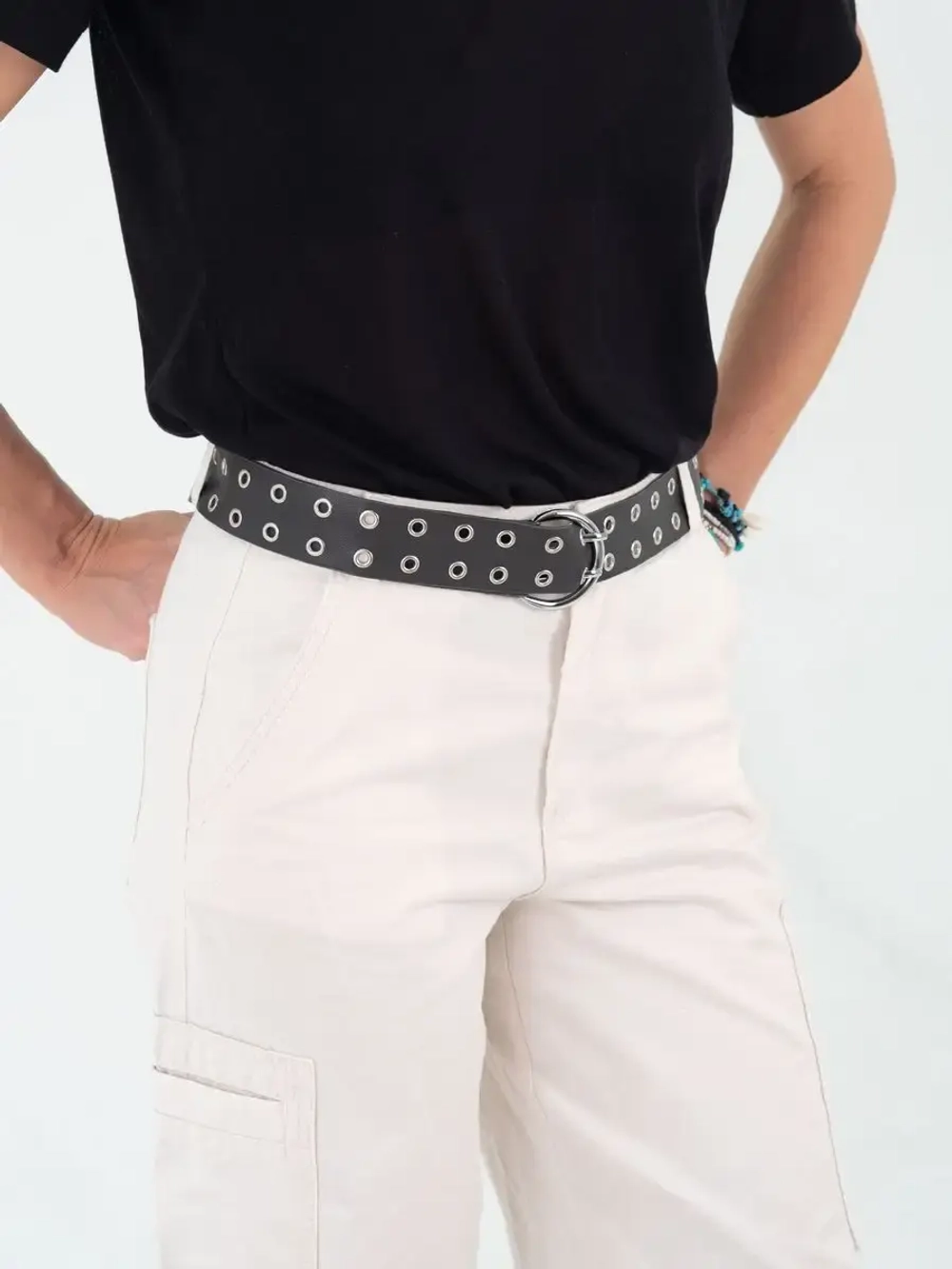 Ремень женский с двумя рядами люверсов