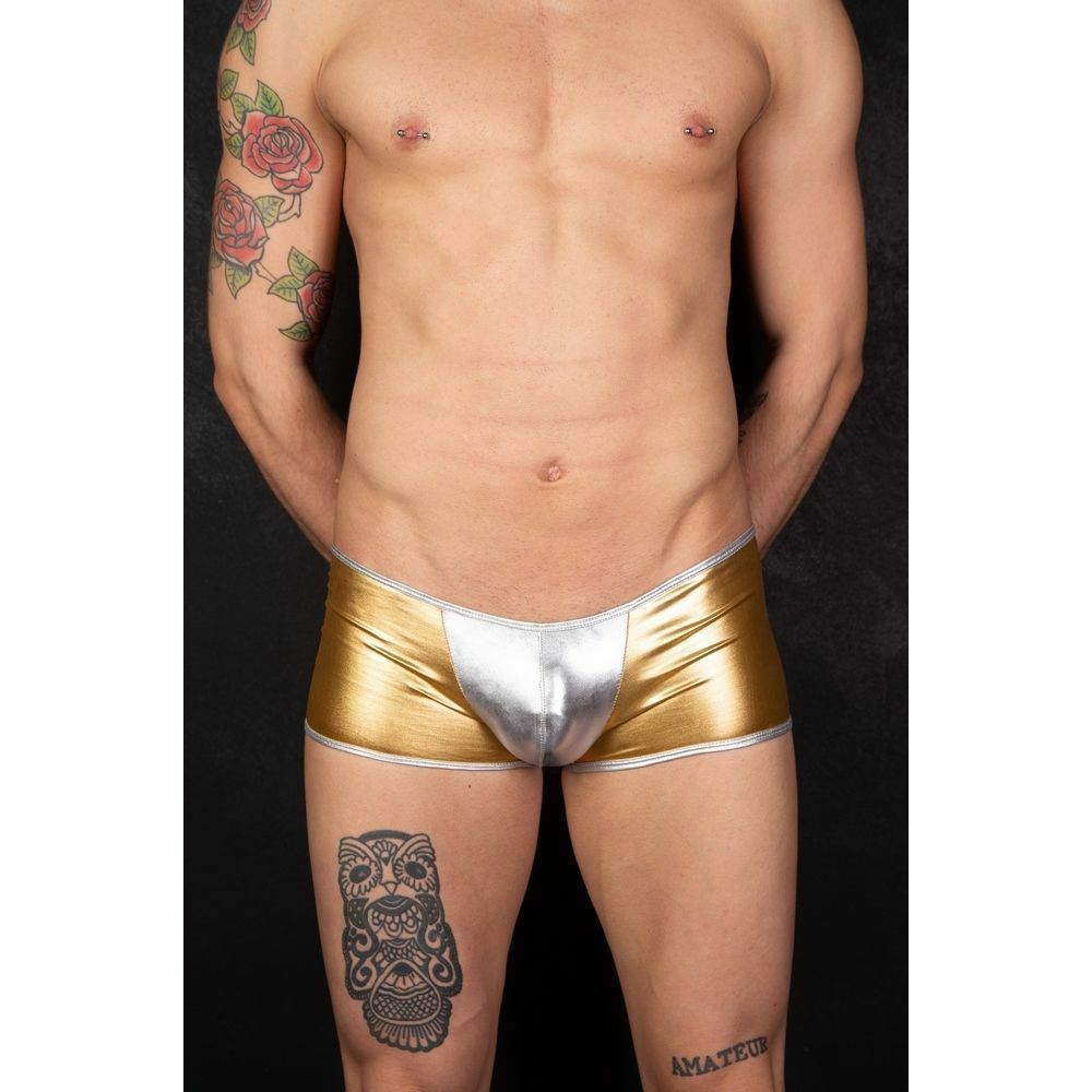 Мужские трусы хипсы золотистые с серебристой вставкой Cosmos Colors MR30_SG