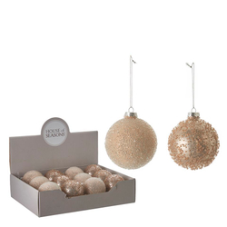 Набор елочных игрушек 12шт 8см House of Seasons Шар розовый 2 вида 84025