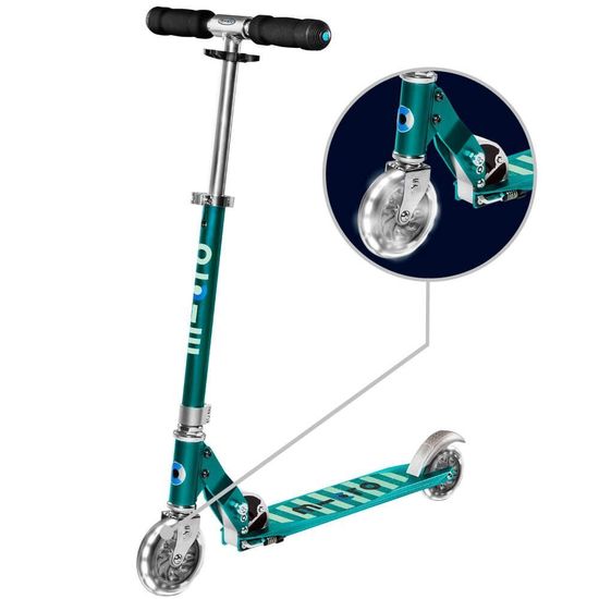 Самокат Micro Sprite LED Petrol stripe (зеленый)