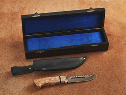 Рыбацкий нож "Барракуда", сталь AUS 8, рукоять стабилизированная карельская береза