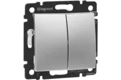 Выключатель Legrand Valena 2-клавишный алюминий 20979