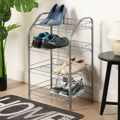 Полка для обуви, мет-л, 4 секц, 46х28х70 см, сер, Nika, ЭТ2/С