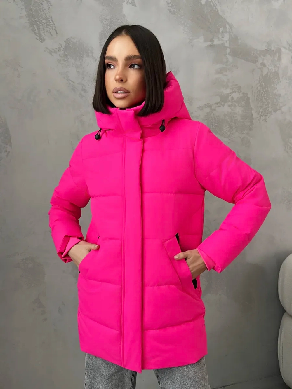 Куртка весенняя удлиненная с капюшоном