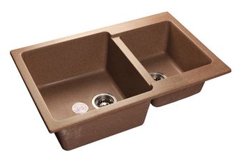 GRANFEST Мойка мрамор PRACTIC GF-P--780K  2 чаши 780*510 мм  терракот  арт.GF-